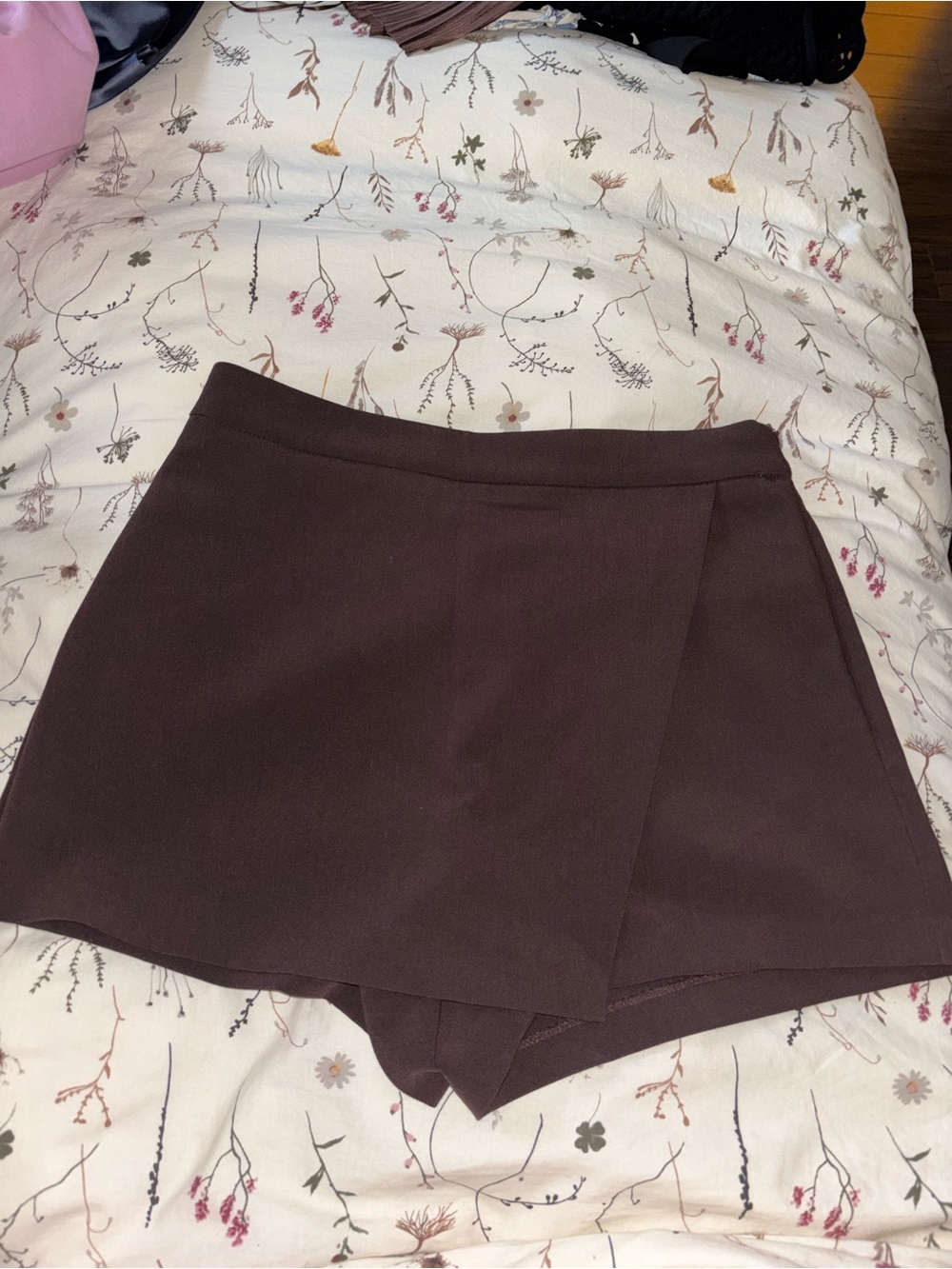 Dynamite Chocolate Brown Wrap Skort